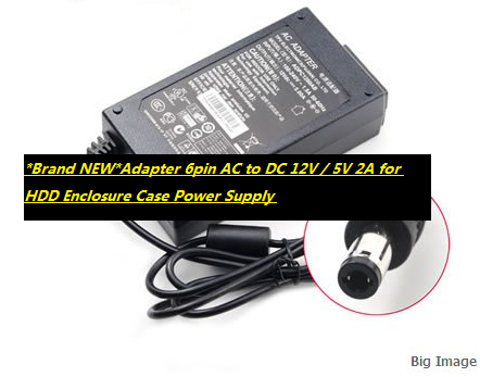 *Brand NEW*Adapter 6pin AC to DC 12V / 5V 2A for HDD Enclosure Case Power Supply